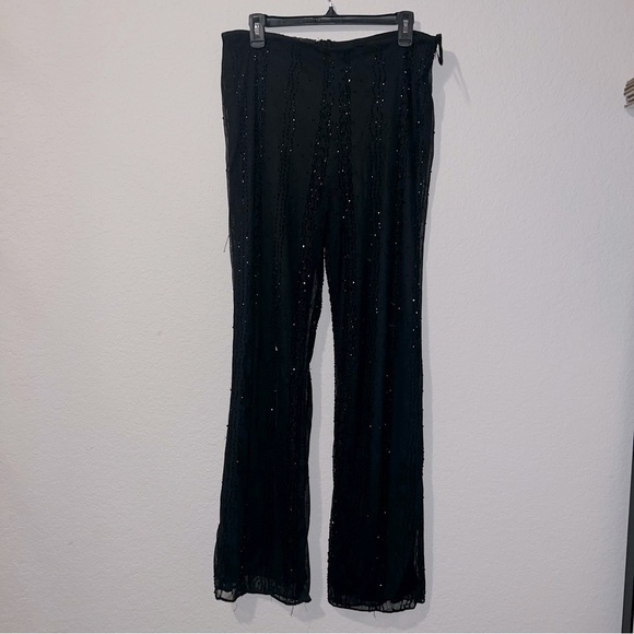 Vintage Laurence Kazar sequin embellished black wide leg pants - Picture 1 of 5